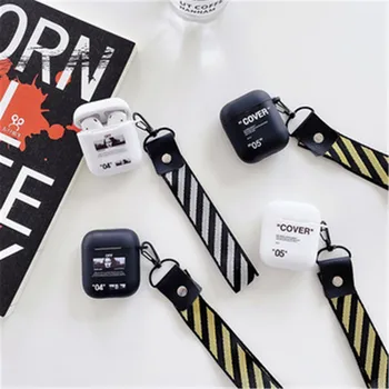 

Silicone For off Airpods Pro case cute TPU Oil Painting Earphone Protector with Stripe Lanyard Accessories for Airpods Pro Cover