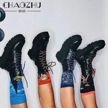 CHAOZHU 80s 90s 00s гранж Эстетическая мода Винтаж Инди мягкие криперы подростков картина маслом носки для женщин мужчин Мона Лиза Ван Гог