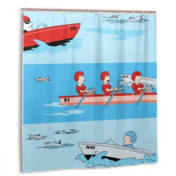 

CHARM HOME Love Rowing Boats Kayaking Canoeing Plastic Shower Curtain 66x72 In Customized Bathroom Waterproof Polyester