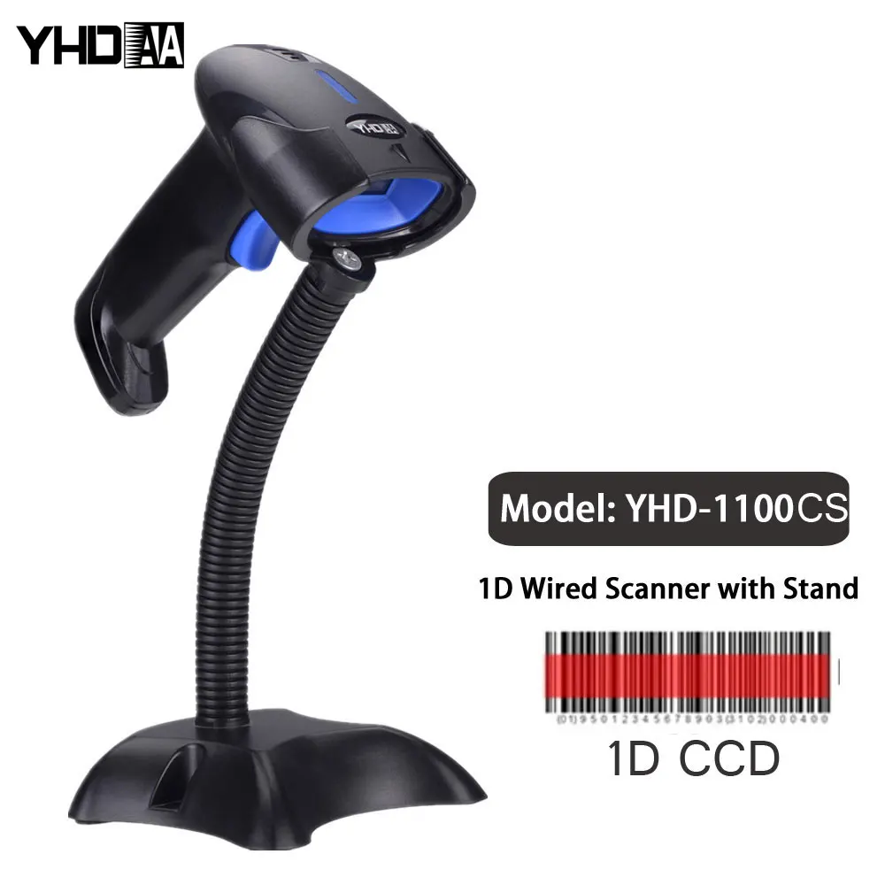 Barcode Scanner Wired Handfree CCD 1D Barcode Scanner Stand Read UPC