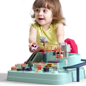 

Education Railcar Toy Eco-Friendly Baby Adventure Toy Car Macaron Color Table Games Boy and Girl Puzzle Toys