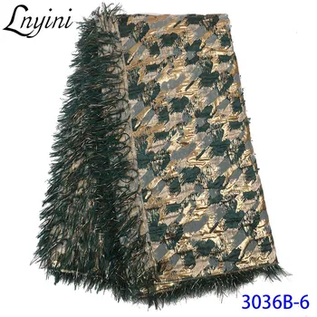 

High Quality Jacquard Lace Fabrics Brocade Lace with Feather African Brocade Jacquard Fabric French Tulle Lace Fabric L3036B