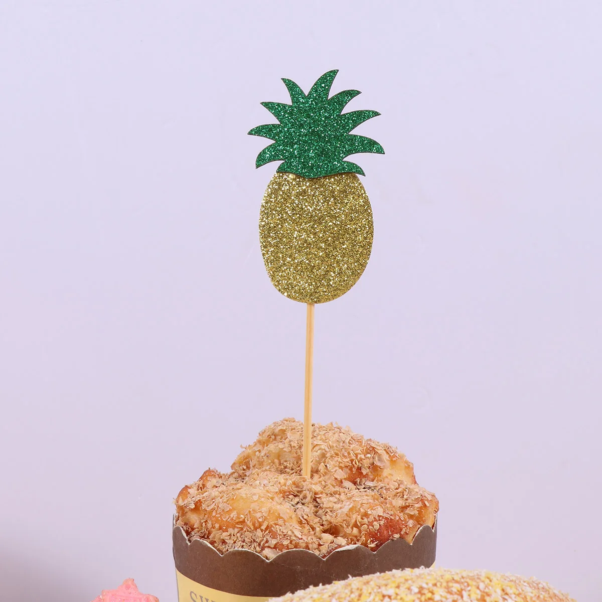 12Pcs Cupcake Toppers Cute Glitter Pineapple Cupcake Picks Cake Decor Supplies For Hawiian Theme Party Wedding Cake Decoration