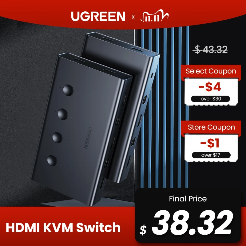 Ugreen HDMI Switch KVM Switch for Xiaomi Mi Box 4 In 1 Out 4 PCs Sharing Printer Keyboard Mouse 4 Ports 4K/60Hz HDMI KVM Switch|KVM Switches| - AliExpress