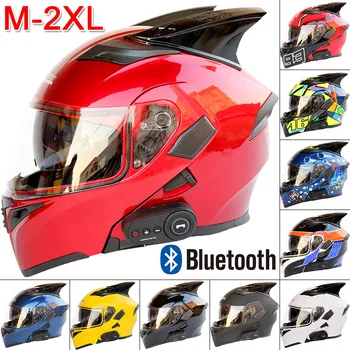 

Motorcycle Dual Visor Full Face Modular Flip Up Bluetooth Helmet Motocross Street Bike Racing Road ECE Safety DOT Safety
