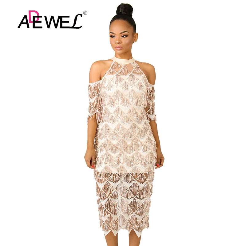 white fringe sequin dress
