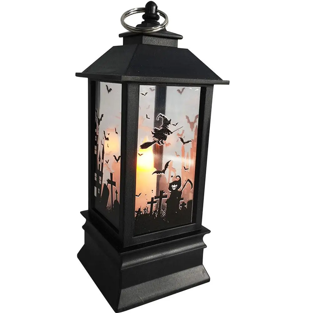 LED Halloween Lantern Lamp Retro Square Lighthouse Portable Pumpkin Lantern Night Light For Holiday Decoration - Испускаемый цвет: B