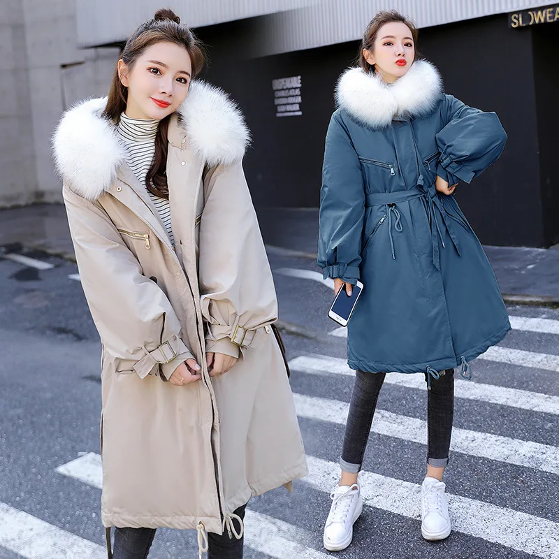 

Mid-length Fashion Elegant Versatile Korean-style Solid Color Simple Waist Hugging Cotton-padded Clothes Winter