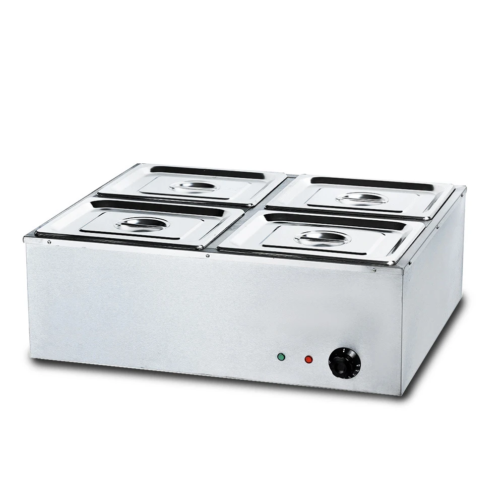BS-4V Four Pots Electric Heat Insulation Soup Pool Stainless Steel Insulation Station Sale Table Fast Food Car Electric Stove