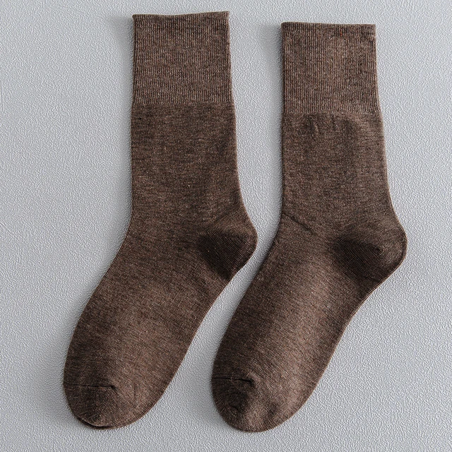 Solid color socks Ⅰ Middle tube Knitted Japanese Korea Loose Long Socks Women Pile Ins Soft Fashion girls Spring and Autumn Coffee