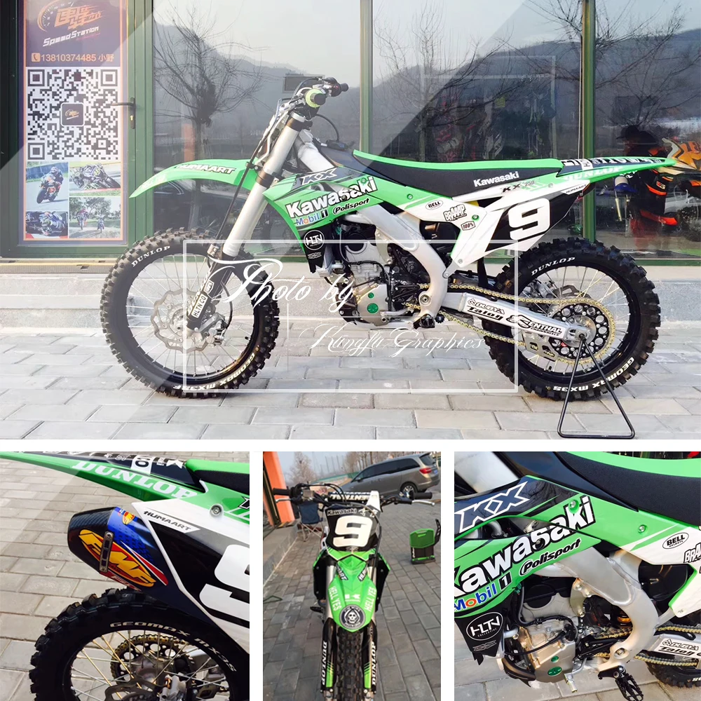 Кунг-фу графика внедорожные наклейки Мотокросс наклейка комплект для Kawasaki KX 250F KX F250 KX 250F пользовательские виниловые графические черные