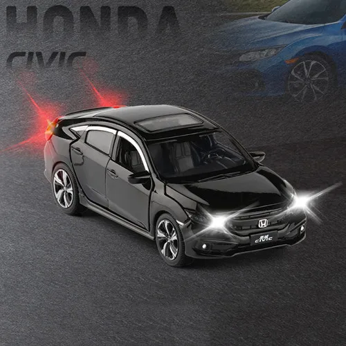Свет и звук 1/32 Honda Civic игрушечные машины литья под давлением литья металла литья модель автомобиля игрушки для детей - Цвет: black