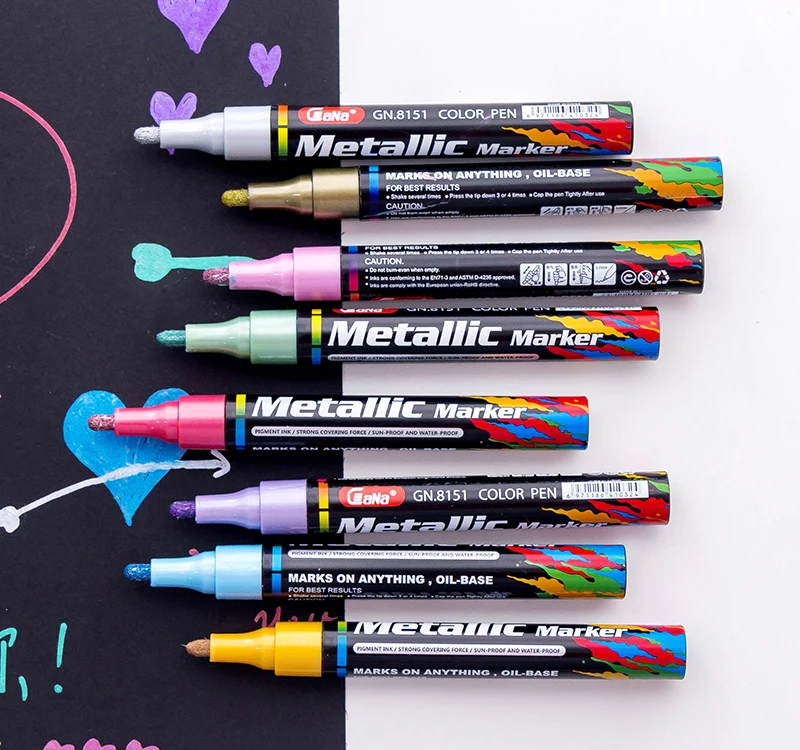 

1Pcs oil-based Paint Metal Marker Pens Sharpie 3.0mm Gold Silver Ceramic Rock Glass Porcelain Mug Wood Fabric Canvas Painting