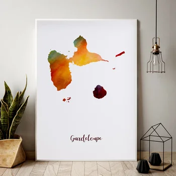 

Guadeloupe map watercolor Map Modern City Canvas Art Print Wall Pictures for Living Room No Frame