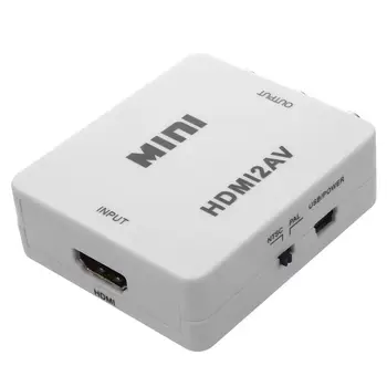 

Mini HD Video HDMI AV CVBS NTSC/ PAL signal TV converter, VHS video recorder, DVD-HDMI RCA white