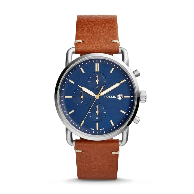 

Fossil Men's Commuter Chronograph Watch with Light Brown Leather Watch Men Quartz Wrist Watch FS5401