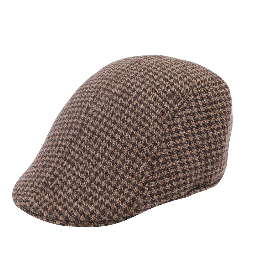 Мужские и женские мягкие ретро-шляпы Houndstooth Casul, дышащий зимний теплый комфортный берет# p3