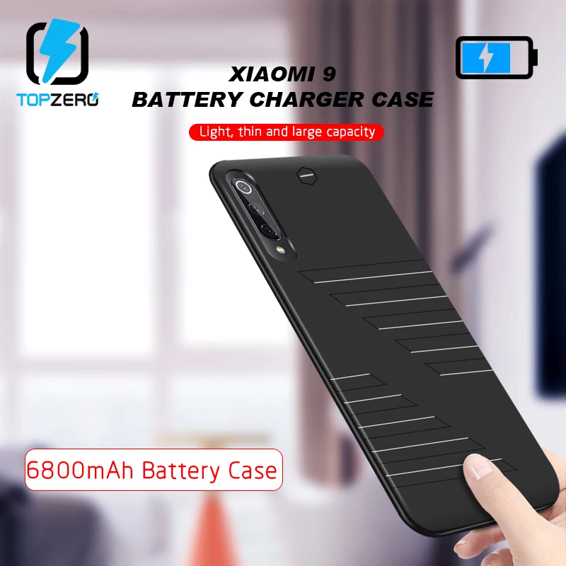 TOPZERO 6800 мАч зарядное устройство чехол для Xiaomi Mi 9 портативная большая емкость Быстрая Зарядка Внешний