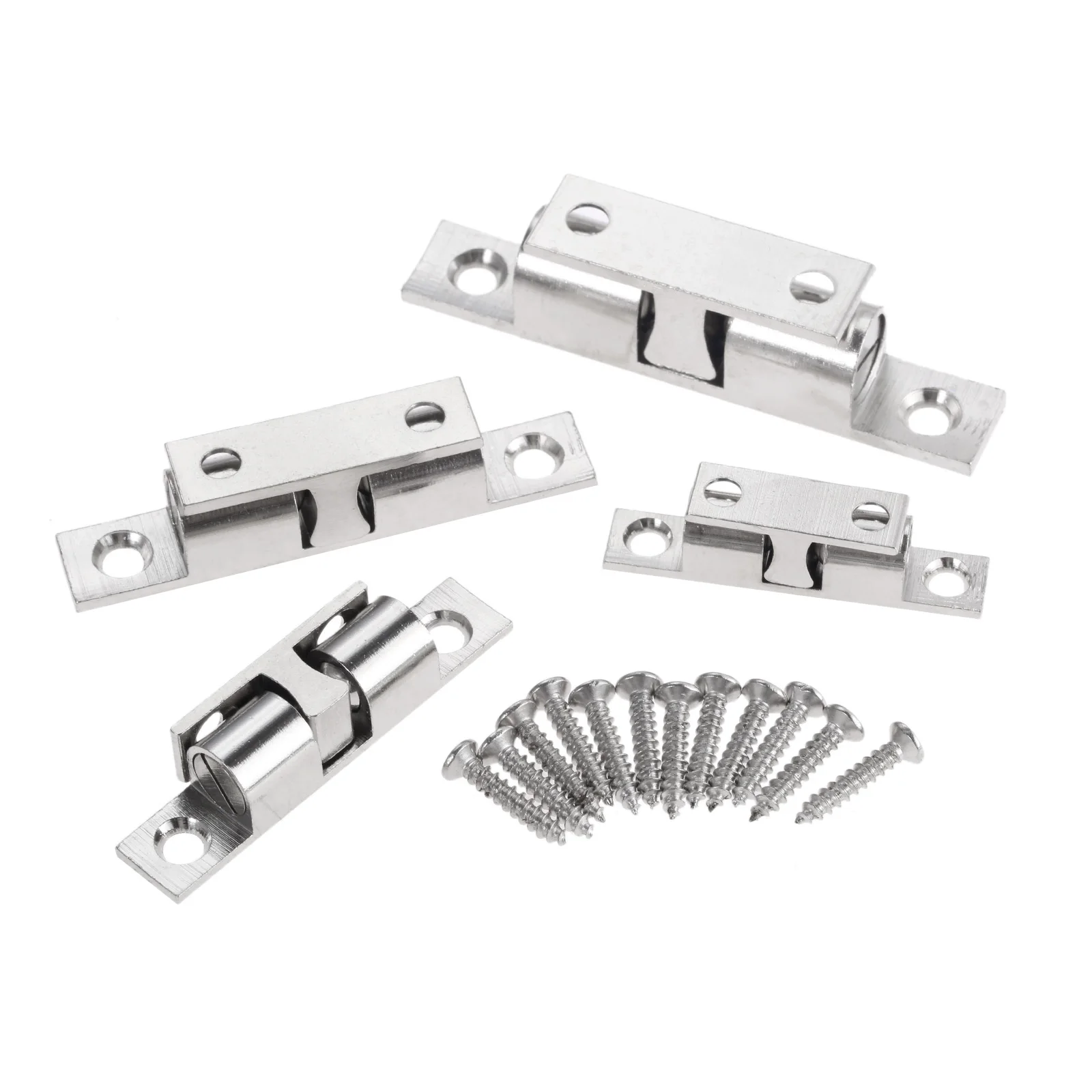 Cabinet Door Latch 42/50/60/70mm Double Ball Catch Cabinet Door Latch Brass Touch Beads Lock Door Spring Clip Cabinet Catches with Screws
