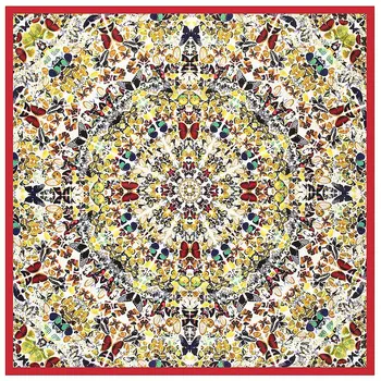 

Colour Butterfly 2020 Winter New Design Luxury Brand Scarf Twill Silk Square Scarf For Women Kerchief Scarves For Ladies Shawl