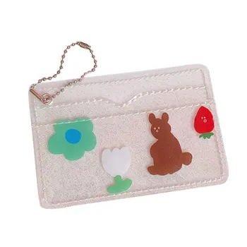

ID Card Mini Wallet For Students Transparent Card Holder Pvc Card Pouch Girs Cute Bear Rabbit Waterproof Business Organizer Case