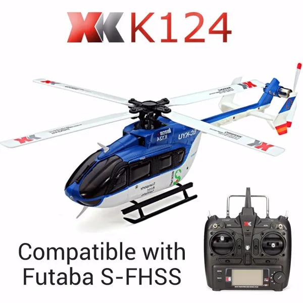 Оригинальный XK K124 EC145 6CH бесщеточный двигатель 3D 6G система Радиоуправляемый вертолет RTF Совместимость с FUTABA S-FHSS