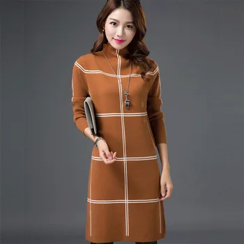 

2020 New Autumn Women Sweater Winter Tops Korean Half Turtleneck Sweater Pullover Long Lattice Plus Size Knitted Sweaters 3XL