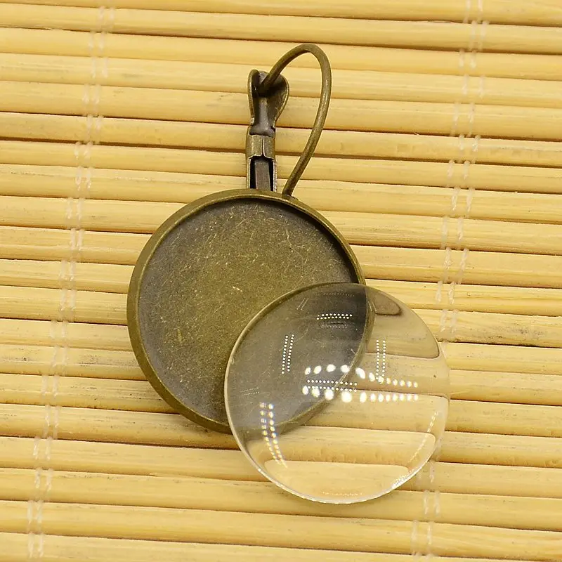 DIY ретро сплав украшения аксессуары серьги круг 18 мм стекло патч круглая старинная каменная основа поддержка