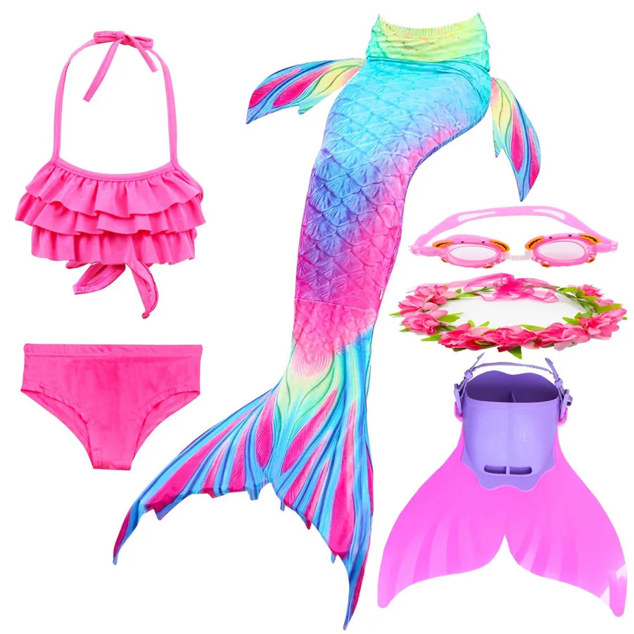 Для девочек одеяло «хвост русалки» для детей, купальный костюм, купальник с Моноласты плавник Косплэй подарок на Хэллоуин с гирлянда бикини костюм