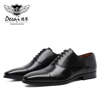 

DESAI Mens Shoes Casual Dress Male Oxfords Office Men's Shoes Genuine Leather Wedding Party Real Leather Shoes Fashion British