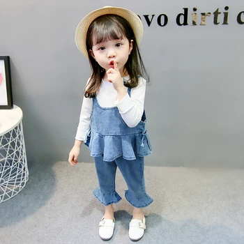 

Girls Denim Three Sets Cotton O-Neck 1-7 years old Children's Clothing Casual Spring and Autumn Long Sleeve Kids Clothes
