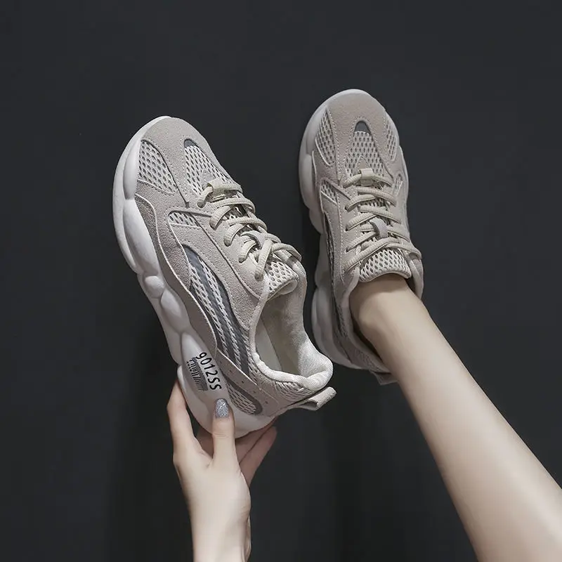 

Athletic Shoes Women's 2019 New Style Mesh Running Casual Mesh Shoes Flat Korean-style Versatile Breathable INS Dad Shoe