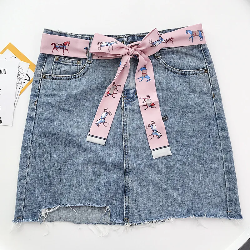 

Yishine 5x200cm 8colors Silk Long Small Scarf Cute Animal Horse Cat Print Summer Saistband Belt Scarves Shawl Streamer for Girls