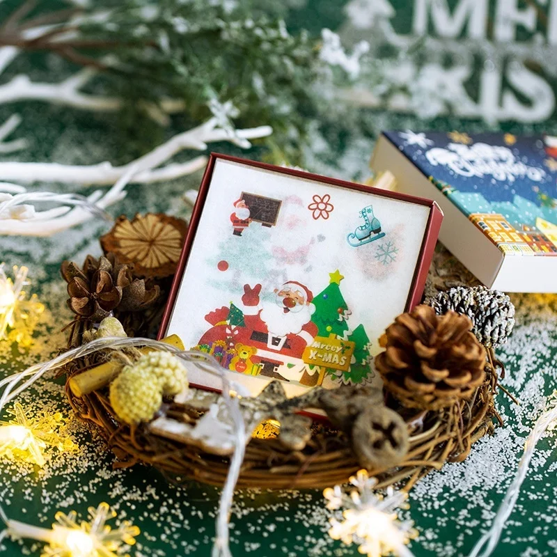 50 листов/коробка Merry Декоративный Рождественский Скотч Diy канцелярские наклейки для скрапбукинга тетрадь маскирующая лента клейкая лента