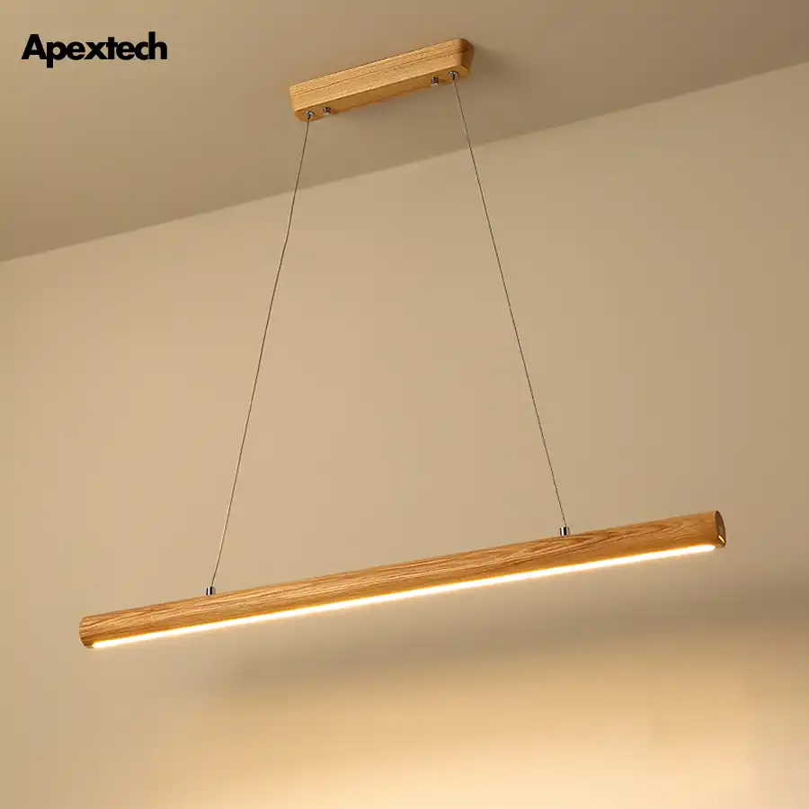 candelabro lineal de madera natural lampara colgante con tubo led para comedor cocina techo accesorios de iluminacion para oficina candelabros