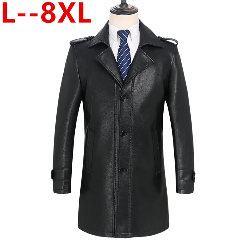 

8XL 6XL 5X Autumn Winter Leather Clothing Genuine leather Fashion Man Medium style Slim wind coat Casual jacket Men Tops lederen