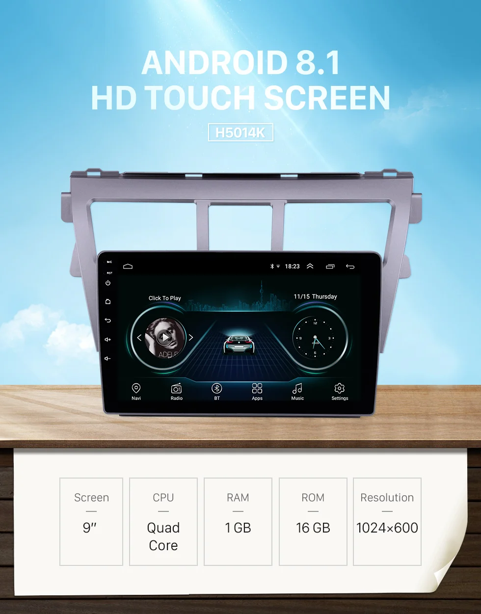 Excellent Harfey 9" Android 8.1 GPS Navigation System Radio For Toyota VIOS 2007-2012 Support TPM DVR 3G WiFi Remote Control Bluetooth 0