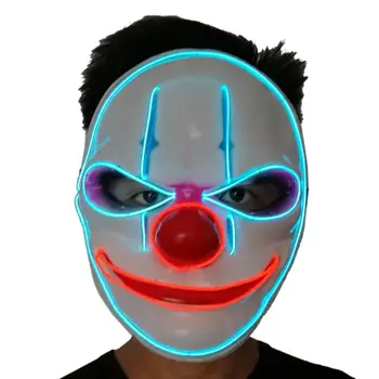 

Creative New Hot Halloween Red Nose Clown Glowing Cosplay Prop Halloween Full Face Mask Cold Light Halloween Party Bar Masks