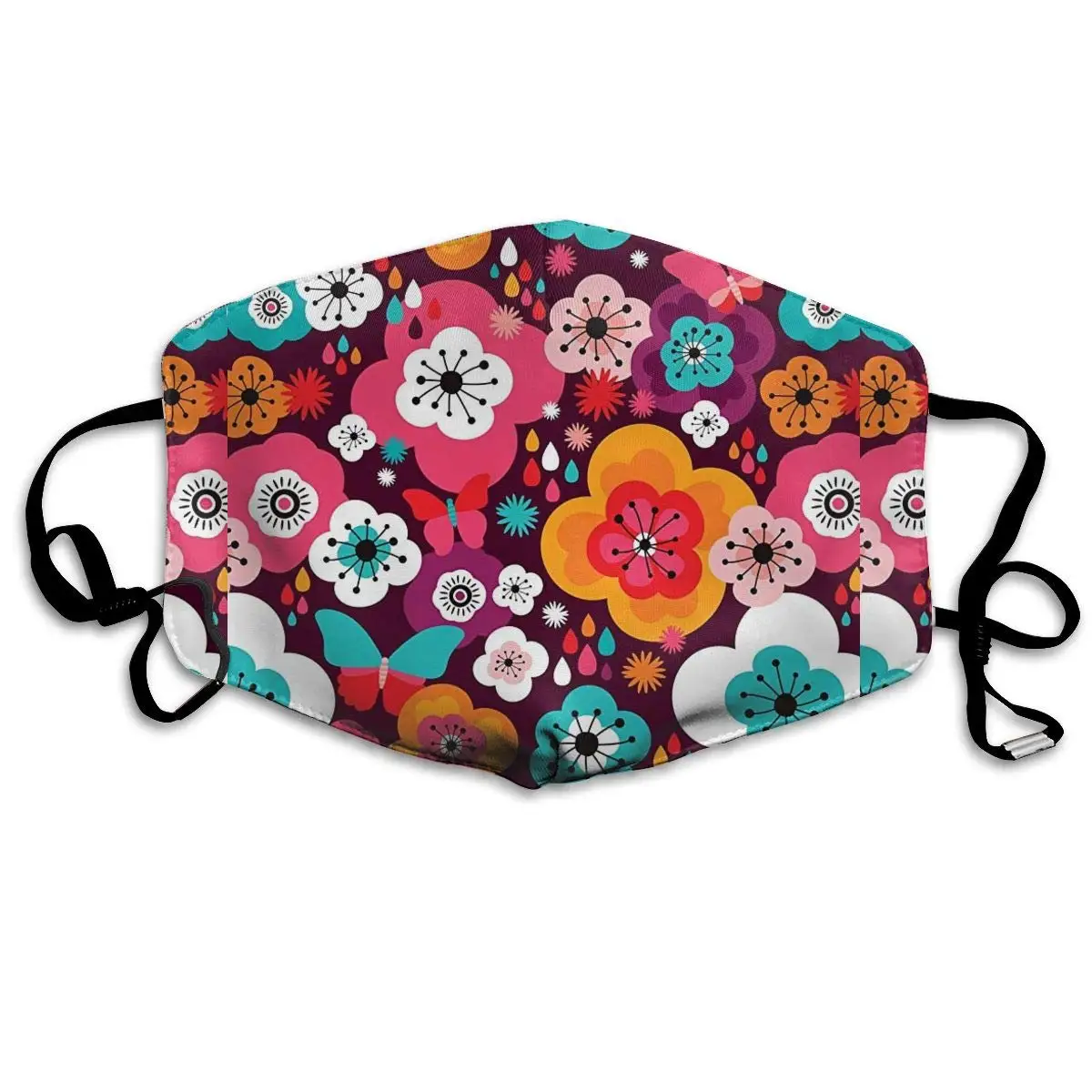 

Flower Power Butterfly Washable Reusable Mask, Cotton Anti Dust Half Face Mouth Mask For Kids Teens Men Women With Adjustable