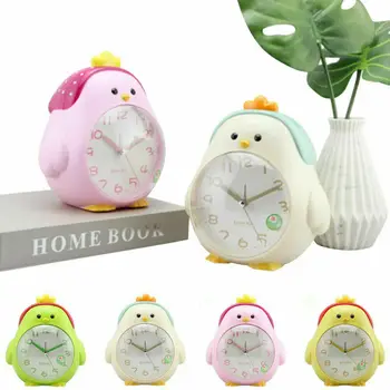 

Cartoon Chicken Shape Mute Alarm Clock with Night Light for Student Kids Bedroom