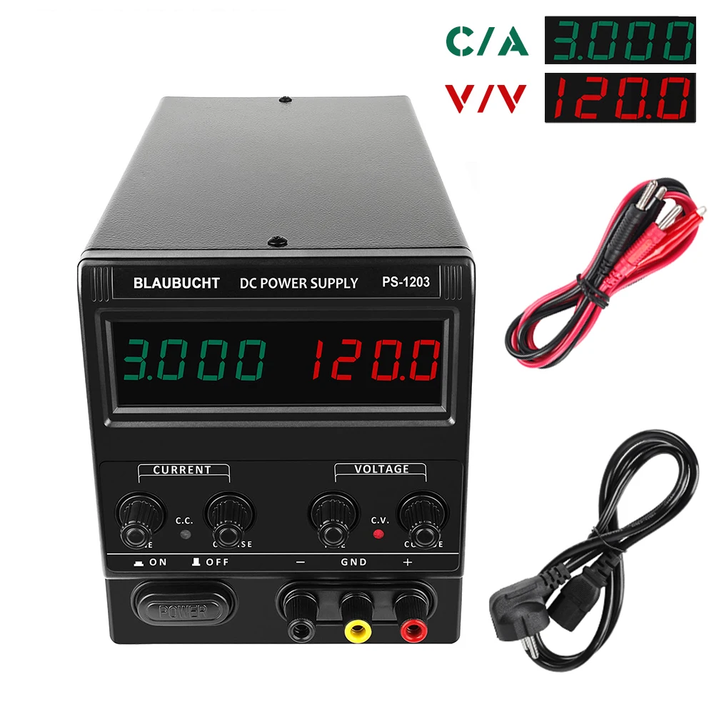 

BLAUBUCHT 120V 3A DC Lab Switching Power Supply 110V/220V Adjustable Laboratory Bench Power Source Digital Voltage Stabilizer