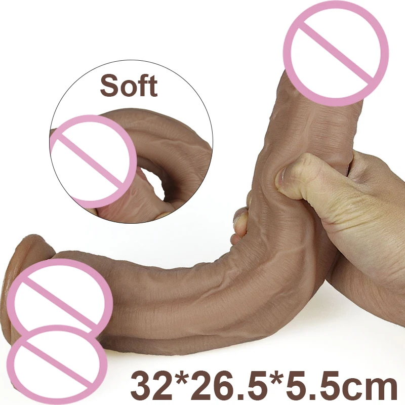 Dildo Soft Double-layer Silicone Long Realistic Penis Suction Cup Dick for Anal Orgasm Adult Sex Toy for Woman sex toys