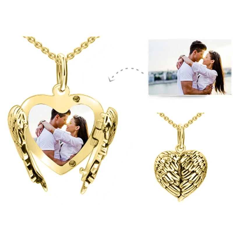 Sublimation High Quality Angel Wings Necklace Metal Gold