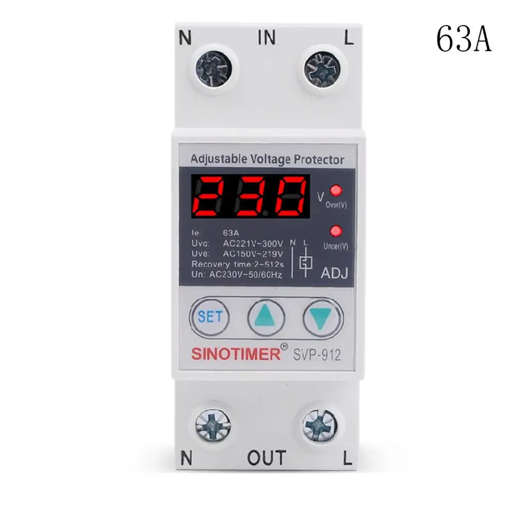 220V 40/63/80A под Напряжение протектор реле Повторное подключение защитное устройство - Цвет: 63A
