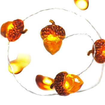 

LED String Lights 40 LEDs Acorn Lights String Battery Powered 10Ft Fairy Lights with Remote for Thanksgiving Autumn Bedroom Chri