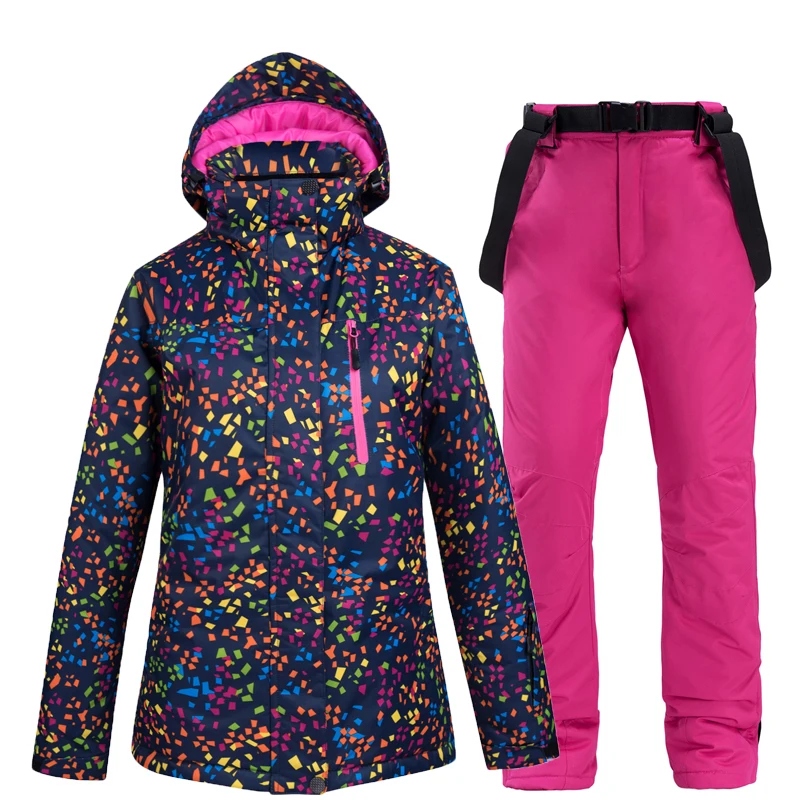 Лыжный костюм для женщин; новинка зимы; теплая водонепроницаемая ветрозащитная одежда; зимние брюки; лыжные куртки; женские комплекты; лыжные и сноубордические костюмы - Цвет: color 09