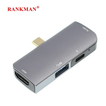 

Rankman Type C to HDMI 4K USB 3.0 USB C Aux Adapter for New iPad Pro MacBook Samsung S10 Dex Huawei P20 Surface TV Projector