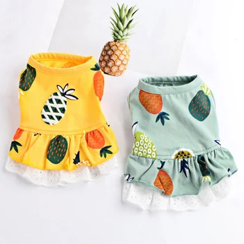 

Summer Pineapple Puppy Dog Cat Dresses For Yorkies Chihuahua Clothes Soft Cotton New Style Pet Dog Clothes Cats Skirt Dress New