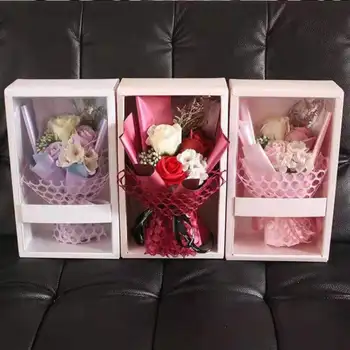 

Flower Soap Rose Soap Artificial Flowers Decor Soap Roses Bouquet Gift Box For Valentine's Day Anniversary Wedding Decoration