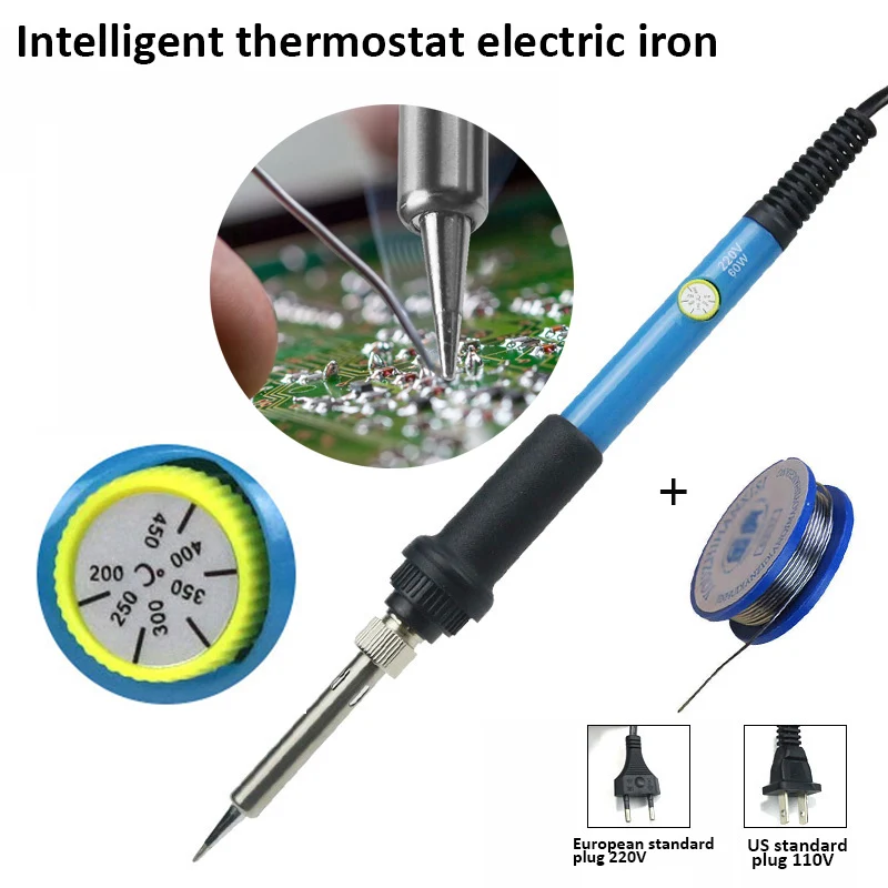 

110V/220V 60W Electric Soldering Iron Adjustable Temperature Welding Solder Rework Station Heat Pencil Welding Repair Tool
